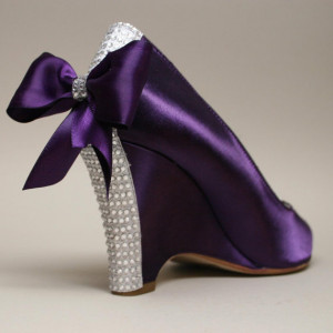 Dark Purple Wedge Wedding Shoes