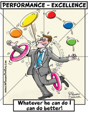 Performance Excellence, guy juggling balls and hoops very confidently ...