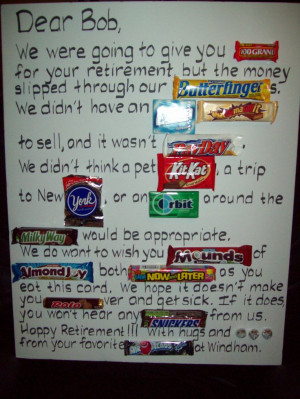 Candy Retirement or even a birthday or travel card.....could be ...