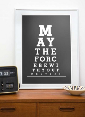 wars print typography art poster eye chart may the force be with you ...