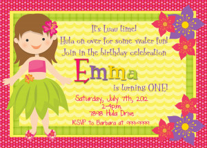 etsy.comPrintable Tropical Luau Hula girl Birthday Invitations
