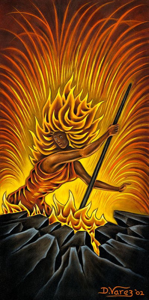 P47 Pele with Paoa.jpg :: With her magic digging stick, Pa'oa, Pele ...