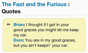 The Fast And The Furious Quote.