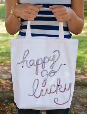 Personalized Sequin Quote Art Tote