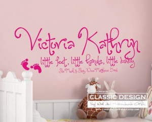 Vinyl Wall Decal - Childs Name Personalized, Little Feet, Little Hands ...