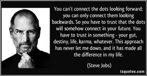 You can't connect the dots looking forward; you can only connect them ...