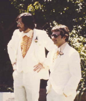 Steve and Andy Hertzfeld at Woz's first wedding in 1982