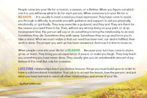 Quote People Come into Your Life for a Reason Season