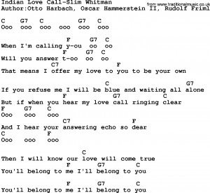 Download Indian Love Call-Slim Whitman lyrics and chords as PDF file ...