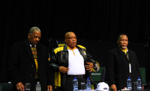 President Jacob Zuma is seen with Mathews Phosa and Kgalema Motlanthe ...