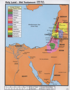 Holy Land Old Testament 1300 B C Twelve Tribes THEN JPG