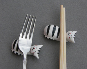Set of 4 Cat chopsticks holders,Cat Family,Ceramic Tableware Holders ...