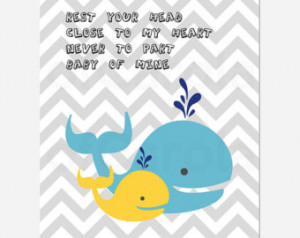 Nursery Whale Wall Art Print, PERSO NALIZED Rest Your Head Close To My ...