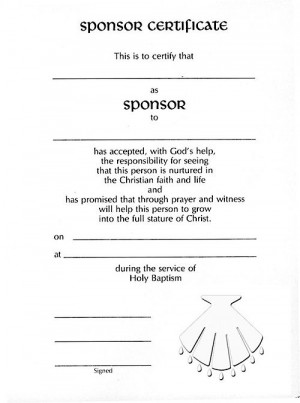 Godparent Sponsor Certificate