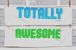 TOTALLY AWESOME: 80's Sayings, Tea Towel Set, Neon