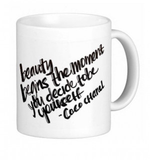 Beauty Begins Quote by Coco Chanel Gift Mug