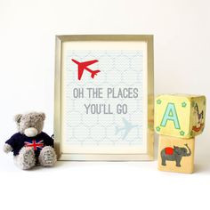 Nursery Print: Oh The Places You'll Go - Kids Room - Quote - Travel ...