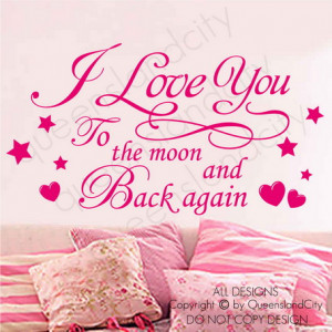 Love Moon Quotes Wallpapers Art Stickers for Pink Teenage Bedroom ...