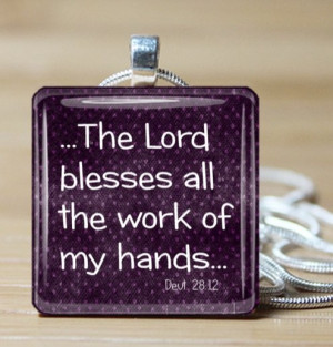 Bless the Work of your Hands Bible Verse Necklace on Glass tile ...