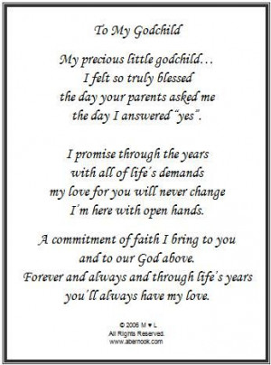 Godmother to Goddaughter Poems | Godchild Poem Frame