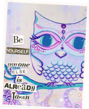 ... is Already Taken - Purple Owl Print - 8x10inches - Oscar Wilde Quote