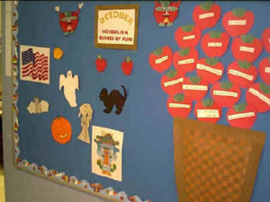 Tape their completed apples onto the bulletin board.