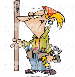 cartoon-vector-of-a-blond-white-handy-woman-doing-repairs-on-a ...
