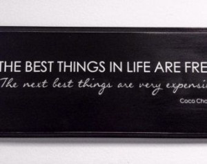 Coco Chanel Expensive Quote Black and White Wood Decor