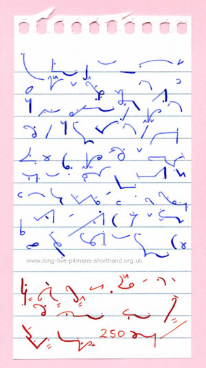 trial = test, practising for the 250 wpm certificate