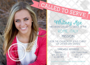 Girl LDS Sister Missionary Photo Announcement/Invitation: Missionaries ...