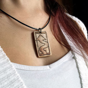 Winding Road Sign Necklace, Wood Pendant, Crooked Arrow Jewelry