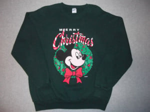 Vintage 80s 90s Mickey Mouse Merry Christmas Sweatshirt Green Tacky ...