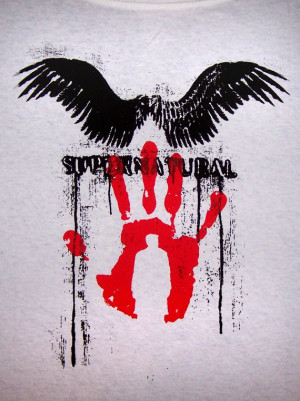 Supernatural Castiel angel wings T-Shirt screenprint Perdition