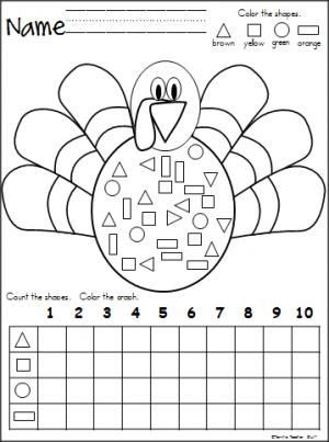 Turkey Shapes Graphing is a fun math activity for practicing coloring ...