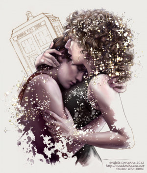... Illustration art couple doctor who Eleven romance river song TARDIS