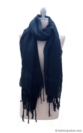 Love Quotes Linen Knotted Fringe Scarf-Teal