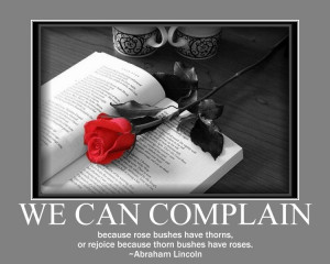 We can complain because rose bushes have thorns,
