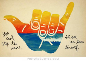 You can't stop the waves, but you can learn to surf. Picture Quote #1