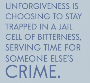 Unforgiveness is choosing to stay trapped in a Jail