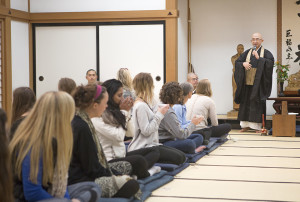The Jikijitsu or directing monk answers questions after the Zazen