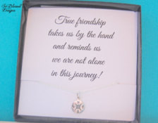 ... , Friendship quote, sterling silver compass necklace, encouragement