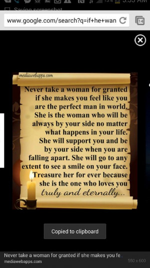 Never take a woman for granted