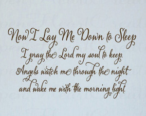 Down To Sleep Baby Nursery Wall Decal - Vinyl Wall Quote Saying Prayer ...