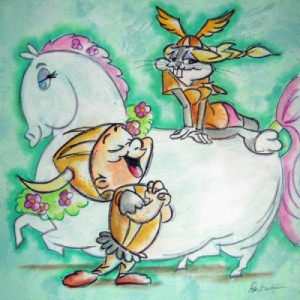 wonderful canvas of Bugs Bunny and Elmer Fudd from 