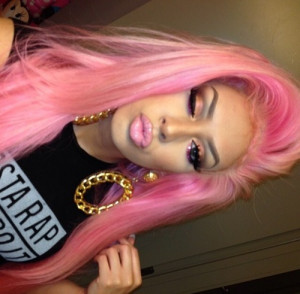 ... pastel hair barbie eyelashes pink hair trashy barbie girl scouse brow