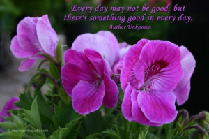 ... not be good, but there's something good in every day. ~ Author Unknown
