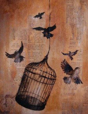 with the quote “Oh the caged bird dreams of a strong wind/That will ...