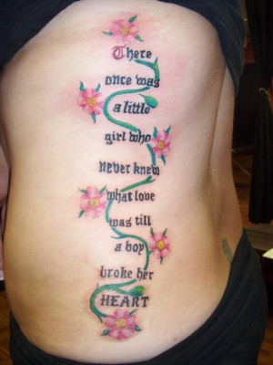 Quote w/ cherry blossoms and vine by Conspiracy Ink Tattoo