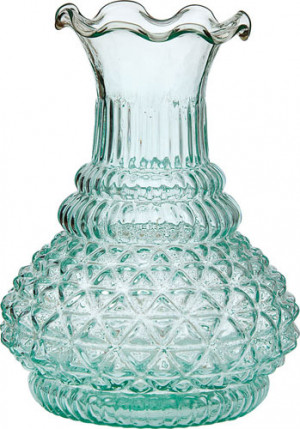 Vintage Green Glass Footed Vase