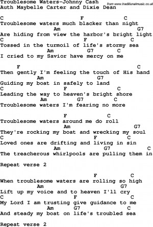 ... Bluegrass Gospel Song Troublesome Waters-Johnny Cash lyrics and chords